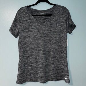 NWT Amazon Essential Women’s Workout Top in Gray and Black Striped US Size Large